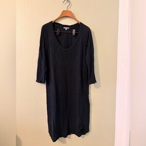 James Perse Black Raglan 3/4 Sleeve Dress
